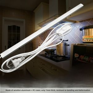 Ultra-Thin 220V Hard Light Strip for Kitchen Cabinet Wine Cabinet Display Shelf No Slot Needed Alloy Material LED Lamp Long Bar Light