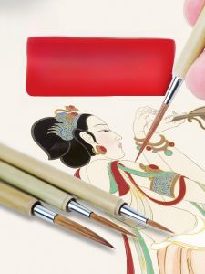 RongBaoZhai การประดิษฐ์ตัวอักษรชุดแปรงหมาป่าผม Outline แปรงผมสีแดงขนาดเล็ก Wolf Hair Outline แปรงสําหรับผู้เริ่มต้นในภาพวาดจีนแบบดั้งเดิม