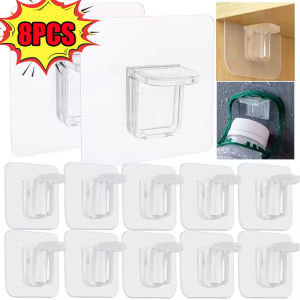 ชั้นวางของ8ชิ้นตะขอรองรับแบบไม่ทิ้งร่องรอยสำหรับตู้แผ่นกั้นแบบไม่มีรอยเจาะสำหรับห้องน้ำห้องครัวที่บ้าน