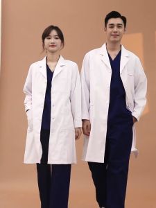 Ready stock  Lab coat men Ladies Coat Laboratory Long Sleeve Doctor Gown Food Factory Overalls High Quality Medical Fabric