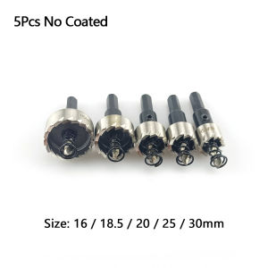 5Pcs 16-30mm HSS Hole Saw Set Titanium Coated Drill Bit Drilling Crown for Metal Alloy Stainless Steel Wood Cutting Tool