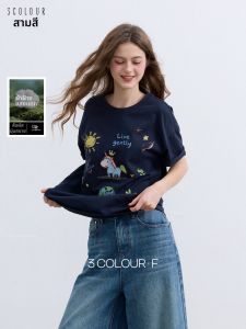 3COLOUR·S | 100% Cotton Cartoon Printed Letter Loose T-Shirt