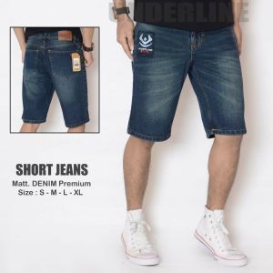 Celana Jeans Pendek Pria Bordir Denim Tebal Size S-XL Premium
