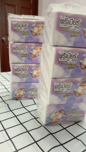 กระดาษทิชชู่เช็ดหน้า เสือม่วง Small Tiger Soft Pack ( 1 แพ็ค 4ห่อ / 1 ลัง 18 แพ็ค) 1ห่อ มี 200 แผ่น หนา 2 ชั้น