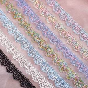 Ruy Băng Ren Nhỏ Màu Sắc 25cm Ruy Băng Hoa Thêu Lấp Lánh Ruy Băng Trang Trí Quần Áo Ruy Băng Thêu Rỗng 3D Cho Váy Truyền Thống Trung Quốc