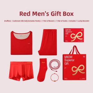 MiiOW | Warm Underwear Set for Men and Women Red Underwear Wedding Gift Box