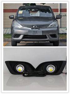 LED Fog Lights Assembly For Nissan Livina 2013 2014 2015 2016 Front Bumper Fog lamp Replacement Angel Eye Daylight DRL Kits