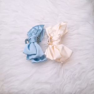 Kẹp tóc nhựa nơ vải bóng 14cm cặp tóc hàm cá mập gắn nơ
