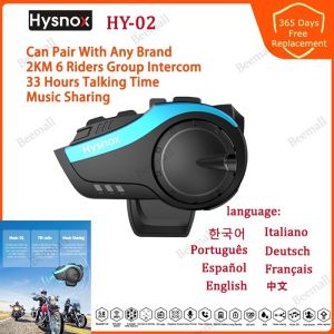 Hysnox HY-02 Motorcycle Intercom 2KM Group 6 Riders Bluetooth 5.0 Music Sharing Headset Helmet Waterproof Intercom Motorcycle Talking FM Radio
