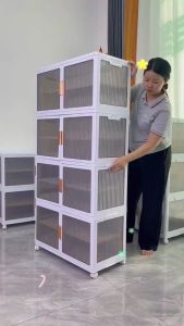 Heinoตู้รองเท้ากว้าง73CM เพิ่มหนา พับได้ประตูคู่หรูหราเก็บรองเท้าได้ 24คู่