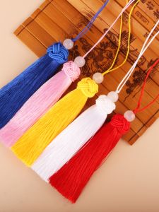 10cm Short Fat Ice Silk Tassel DIY Polyester Short Fat Fimbrilla Pendant Pendant with Beads Short Tassel Tassel