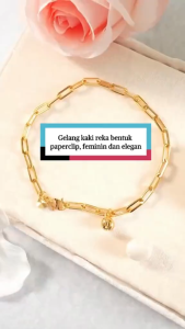 RANTAI KAKI Paper Clip Saduran Emas 24K Zhulian