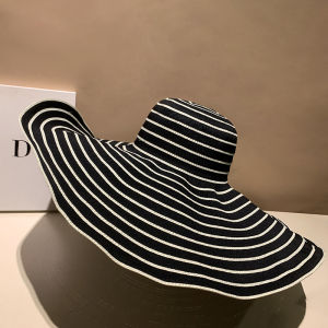 Womens Large Brim Straw Sun Hat Summer Beach Vacation Versatile UV Protection Sunshade Hat Casual Style Polyester Fiber