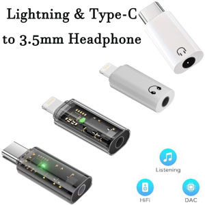 Combo Pack Lightning + Type-C to 3.5mm Headphone AdapterAudio Jack ConverterHi-Fi Clear SoundNoise-Free Plug & Play Durable