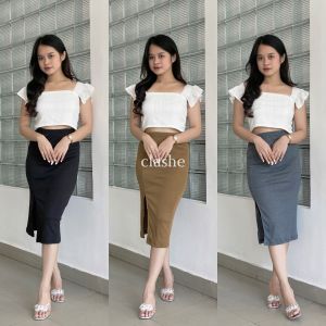 Tamara Skirt Rok Rib Wanita Korean Style Terbaru Kekinian Viral by Clashe