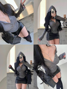 Áo Thun Nữ Tay Dài Có Mũ Trùm Đầu YoungGirlDay Dáng Ôm Vừa Vặn Màu Trơn Cotton Mùa Thu Phong Cách Đường Phố Thường Ngày