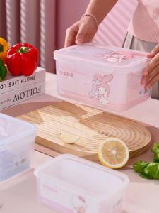 Sanrio Lunch Box Kawaii Hello Kitty Cinnamoroll Separate Lunch Boxes Eco-friendly Bento Box Picnic Fruit Salad Box Microwaveable