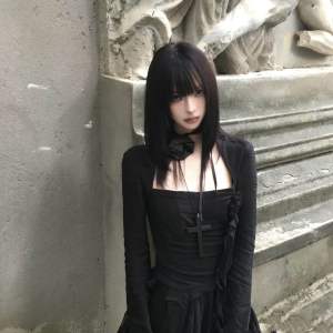 Crush me TS07 Vòng cổ chữ thập lớn mặt thánh giá gỗ to dây dài phong cách tối giản y2k punk gothic acubi Âu Mỹ ootd vibe