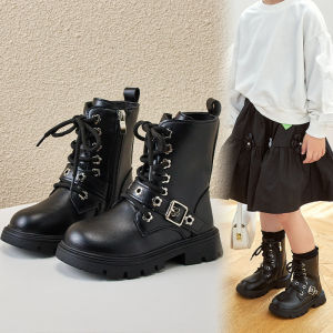 DTNOW Kid Boots Fashion Girl Shoe British Ankle Boot Warm Boot Waterproof Non-slip kid Shoe gril boots