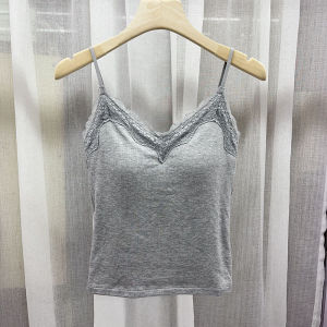 Áo Vest Dây Không Dây Ren Cổ Chữ V Đệm Ngực Một Cốc Ôm Vừa Vặn Đa Năng Áo Sơ Mi Cơ Bản Mùa Hè 2025 MiaMialin