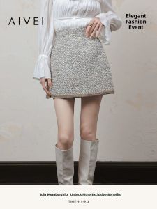 AIVEI | High Waist Shiny Slimming A-Line Skirt