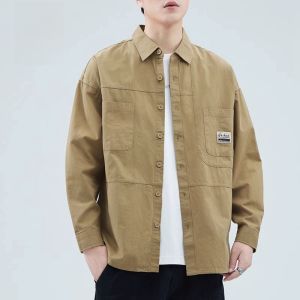 ROMON | เสื้อเชิ้ตทำงานผู้ชาย ทรงหลวม ผ้าฝ้ายแท้ แขนยาว ทรงลำลอง แจ็คเก็ตยีนส์ แฟชั่นฤดูใบไม้ผลิและฤดูใบไม้ร่วง