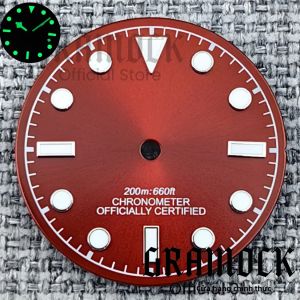 GRAMOCK 29mm Dạ Quang Mặt Số Đồng Hồ Tay Bộ Màu Đỏ Rượu Vang Vintage Xanh Cho NH34 NH35 Phong Trào Đồng Hồ Nam Phụ Kiện Vô Trùng