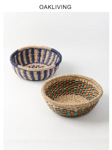 Colorful Oakliving Seagrass Woven Basket Snack Desktop Miscellaneous Storage Basket African Elements INS Style Decoration