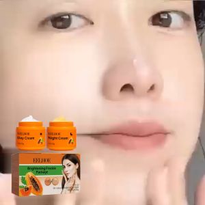 EELHOE 20g+20g Papaya Whitening Freckle Cream Krim Siang & Malam Pepaya Lightening Facial Freckles Dark Spots Brightening & Moisturizing Skin Cream Morning & Night