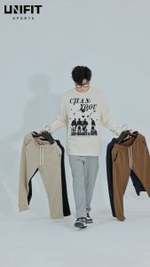 UNIFIT Mini Waffle Jogging Pants Men with Pockets Drawstring Straight Cut Plain Trouser Pants UP-217