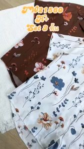 TW21560 Set 3 ชิ้น เสื้อเชิ้ตสกรีนลาย + สายผูกโบว์ + กางเกงขาสั้น