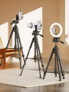 Multifunctional Stable Tripod Stand for Streaming Photography Video with Anti-shake and LED Light