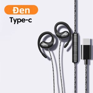Tai Nghe Có Dây Hai Cổng Với Mic HD 3.5mm/Type-C Âm Thanh Vòm 9D Tai Nghe Thể Thao Móc Tai Silicon Mềm Mại Dành Cho Máy Tính Để Bàn