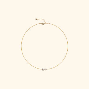 Helas | Memory Alloy Double Pearl Akoya Saltwater Pearl 18K Gold Necklace