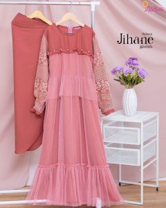 GAMIS BROKAT JIHANE BY LABELLA WARNA UNGU ANAK 5 6 7 8 9 10 11 12 TAHUN EKSLUSIF MEWAH PRINCESS GOWN DRESS SALMON PURPLE GREEN BLACK GAUN NAVY