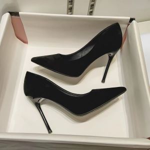 Black Thin Heels Mid Heel 5cm Womens High Heels