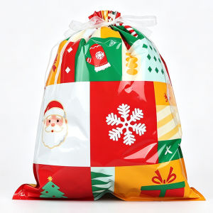 20 Chiếc Giáng Sinh Có Thể Tái Sử Dụng Túi Quà Tặng Lễ Hội Dự Tiệc Cung Cấp Dây Rút Xmas Đồ Trang Trí Phụ Kiện Nhựa Có Thể Gập Lại Hộp Quà Tặng