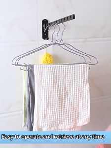 Folding Drying Rack No Hole Required Carbon Steel Drying Rod Hooks For Balcony Bedroom Bathroom