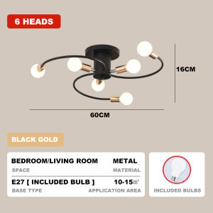 【Free LED Bulb】Nordic modern minimalist iron light luxury E27 ceiling lamp kitchen living room bedroom interior decoration chandelier