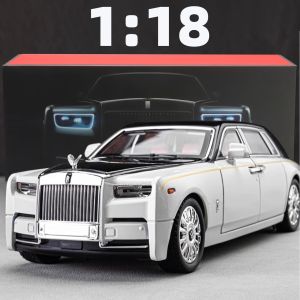 1:18 Rolls-Royce Phantom Model Car Zinc Alloy Pull Back Toy Diecast Car with Sound and Light Realistic Modeling Model Toy