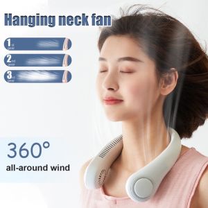 MINI NECK FAN BLADELESS COOLING USB RECHARGEABLE 3 WIND SPEED MUTE SPORTS FANS OUTDOOR VENTILATOR COOLING