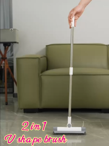 GTHome.sg Versatile Hard Plastic 2-in-1 V-Shape Scraper & Brush for Grout & Corner Cleaning