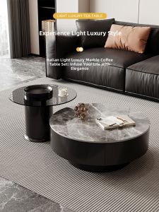 YIYOU | Luxury Compact Living Room Coffee Table with Storage Rock Panel