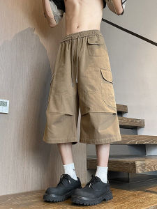 Quần Short Công Sở Nam Mùa Hè Rộng Rãi Phong Cách Mỹ Quần Dài Đến Đầu Gối Quần Ống Đứng Quần Ống Rộng Thường Ngày