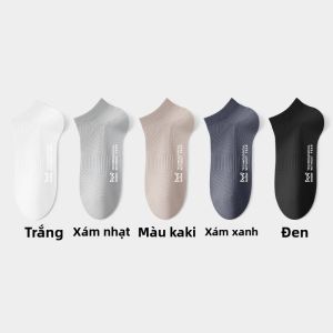 MiiOW | Tất thể thao nam chống trượt thấm mồ hôi kháng khuẩn cotton nguyên chất tất thuyền mùa hè đơn giản màu trơn tất ngắn