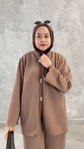 Mazaya Setelan Celana Kulot Baju Panjang Bahan Knit Japan Casual Santai Wanita
