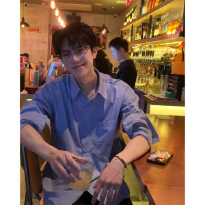 Denim Casual Boyfriend Style Blue Shirt Mens Long Sleeves Spring & Fall Teenager Feel Wear Match Trendy Shirt Fancy Early Spring Outwear