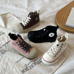 Casual High Top Canvas Shoes for Children Spring Autumn New Style Boys Girls Soft Bottom Board Shoes Korean Version Student Shoes