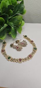 Elegant Gold-Finish Necklace set with Earrings