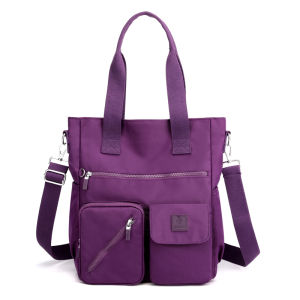 Large Capacity Womens Crossbody Bag Oxford Cloth Nylon Single Shoulder Handbag Commuter Bag Modern Neutral Style Detachable Strap